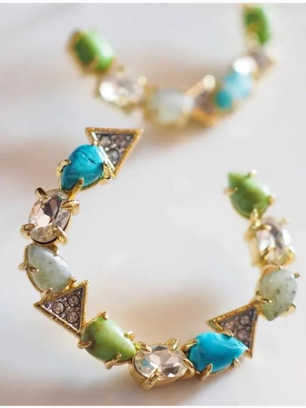 Alexis Bittar Multicolor Crystal Statement earrings Gold Tone Lucite Gem